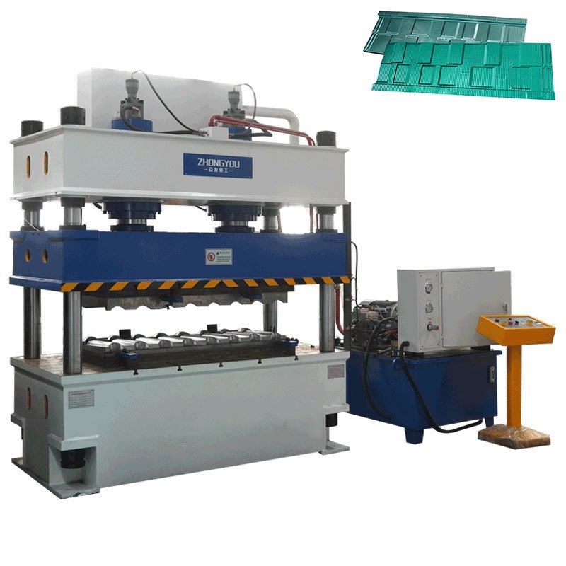 Automatic Stone Chip Coated Metal Shingle Hydraulic Stamping Press